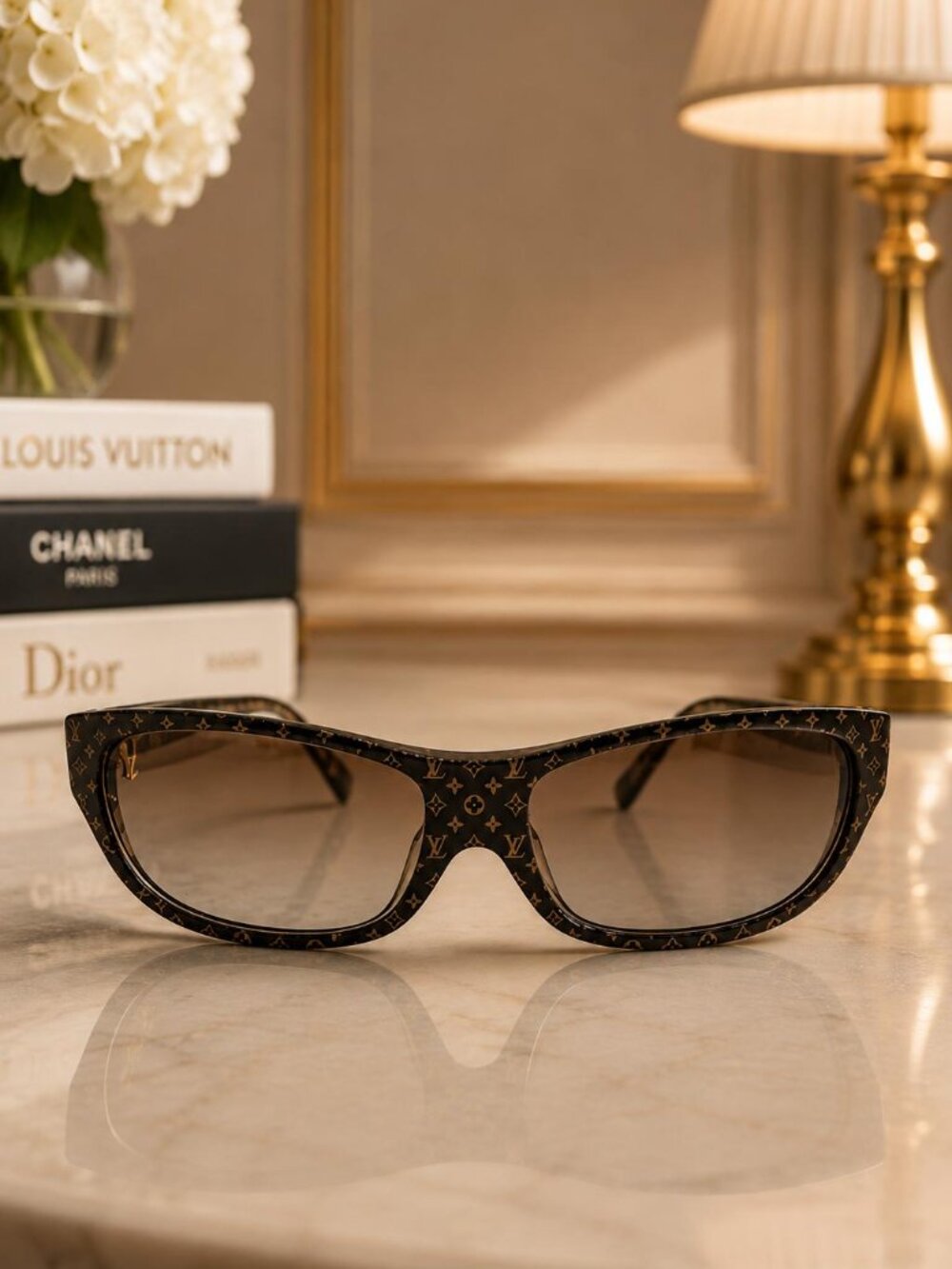 Louis Vuitton Monogram Brown Designer Sunglasses Authentic Luxury Eyewear Unisex